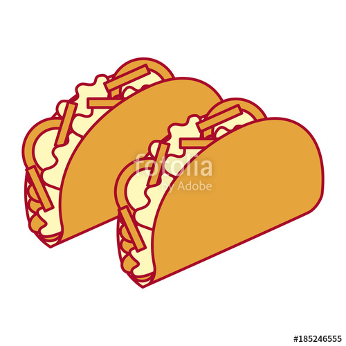 500x500 Delicious Mexican Food Tacos Vector Illustration Design Stock