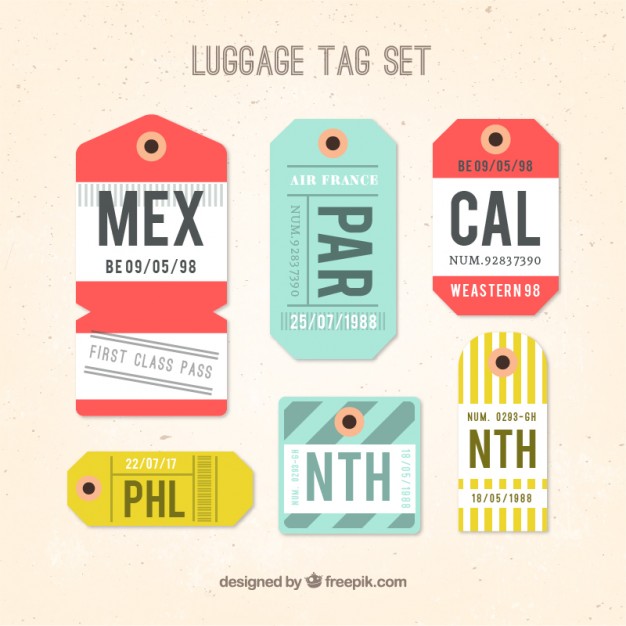 626x626 Luggage Tag Set In Flat Design Vector Premium Download