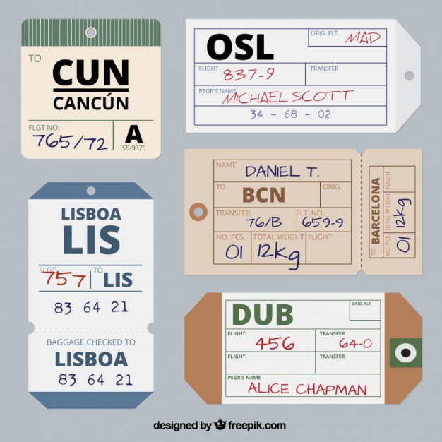 626x626 Pack Of Flat Luggage Tags Vector Premium Download