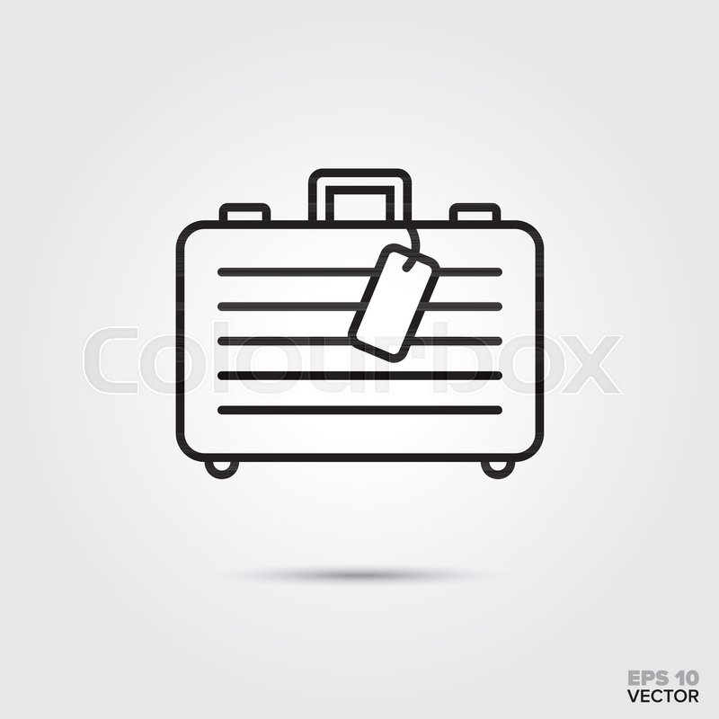800x800 Suitcase With Luggage Tag Vector Line Icon. Summer Holidays And