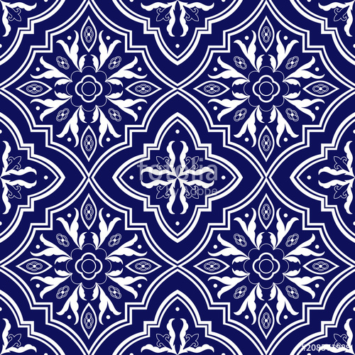 500x500 Mexican Tile Pattern Vector Seamless With Flower Ornaments