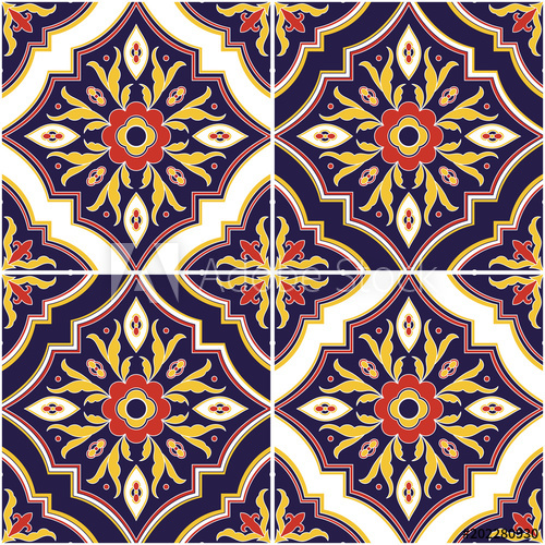500x500 Mexican Tile Pattern Vector Seamless With Ornaments. Portuguese