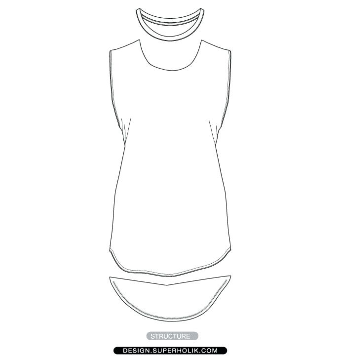 689x725 Tank Top Template Vector