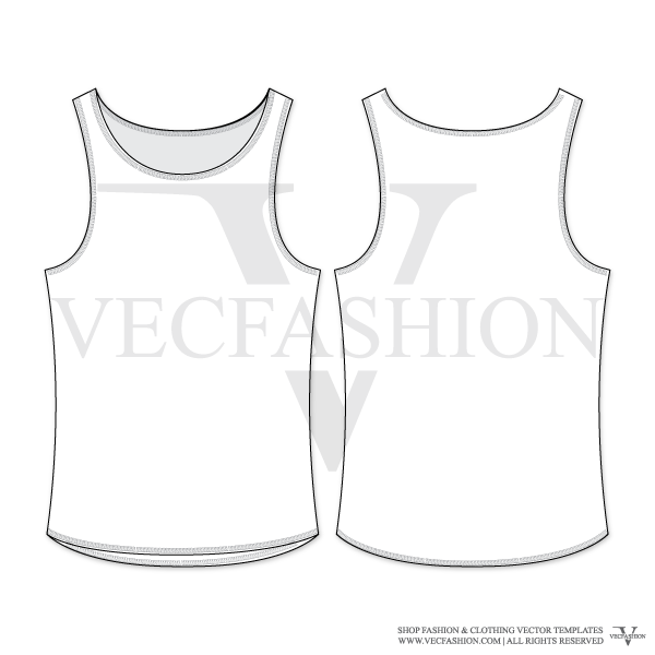 600x600 Men Basic Tank Top Vector Template Vector Silhouette