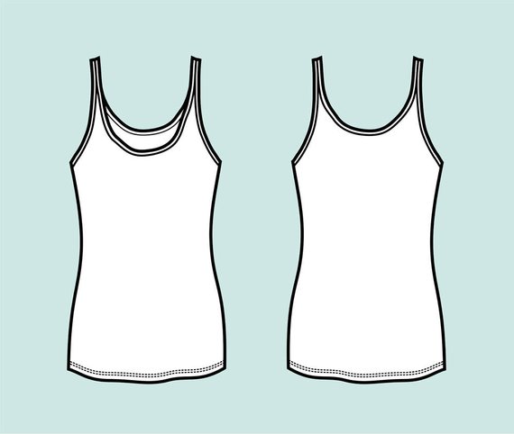 570x482 Tank Top Vector Fashion Flat Sketch Adobe Illustrator Design Etsy