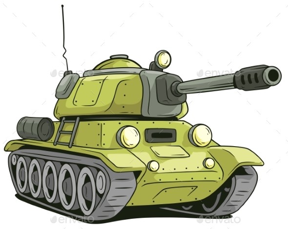 590x470 Cartoon Olive Military Army Large Tank Vector Icon By Gb Art