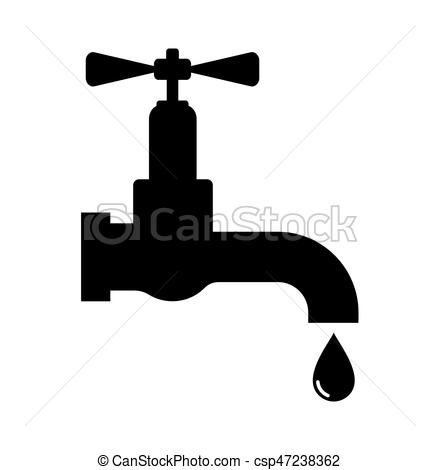 440x470 Water Tap. Vector Illustration Of The Black Water Tap On White.