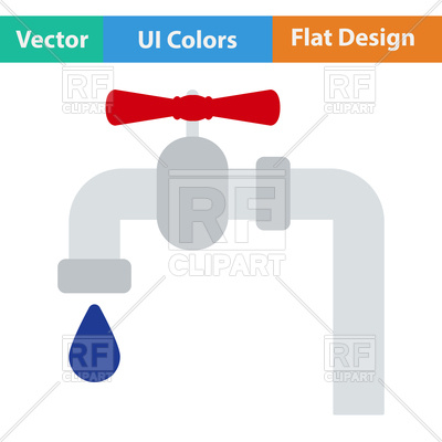 400x400 Flat Design Icon Of Water Tap Vector Image Vector Artwork Of