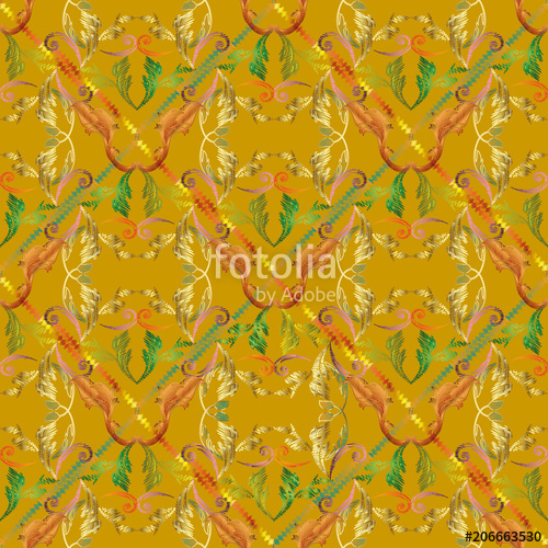 500x500 Embroidery Vector Seamless Pattern. Colorful Floral Grunge