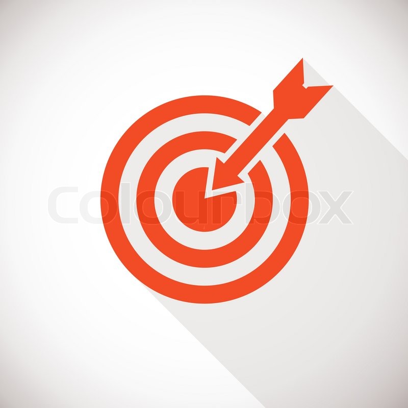 800x800 Target Icon. Target Logo Concept With Long Shadow Stock Vector