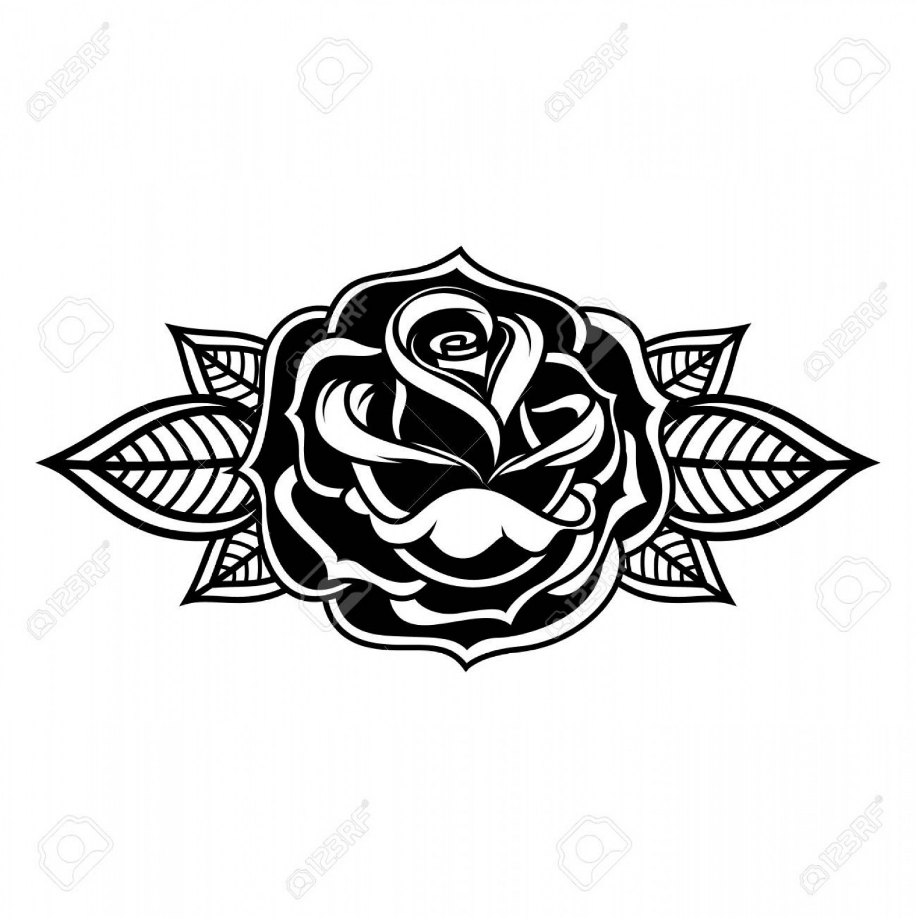 1869x1872 Photostock Vector Rose Illustration In Tattoo Style Design Element