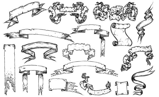 645x395 The Tattered Adobe Illustrator Scroll Banner Vector Pack