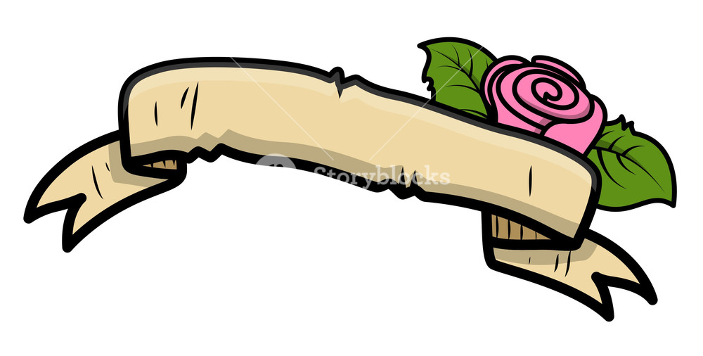 1000x506 Vintage Tattoo Love Rose Banner Vector Illustration Royalty Free