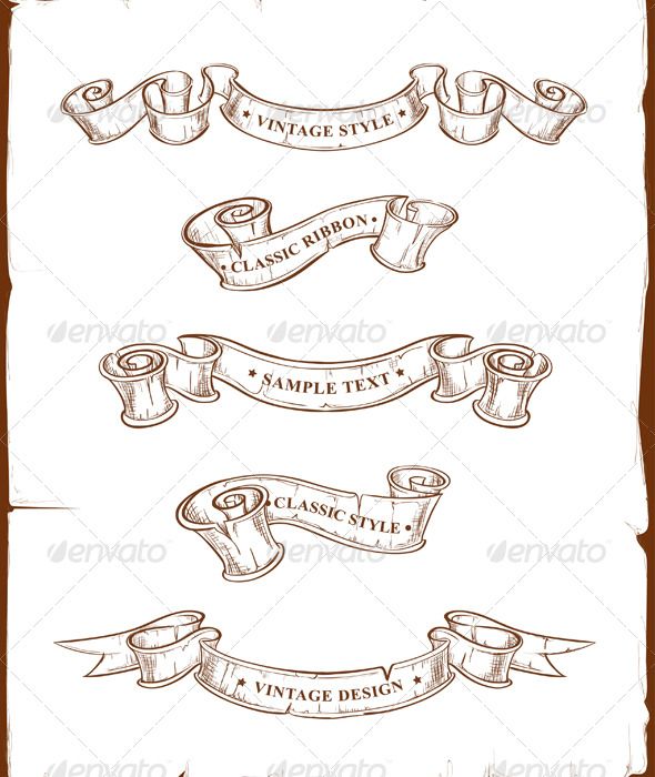 590x700 Vintage Ribbons Set