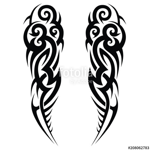 500x500 Vector Tribal Tattoo Design Sketch. Sleeve Art Abstract Pattern
