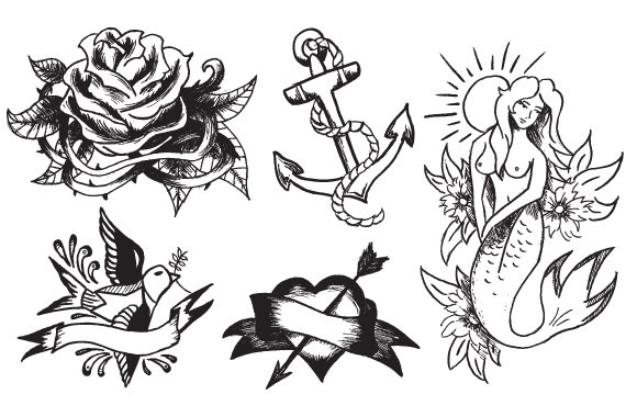 580x380 Vintage Tattoo Vector Pack For Premium Members
