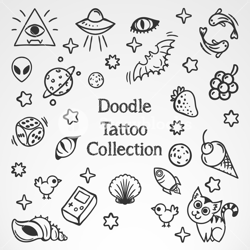 1000x1000 Doodle Tattoo Vector Art Illustration Royalty Free Stock Image
