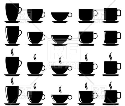 400x340 Silhouettes Of Coffee And Tea Cups And Mugs Vector Image Vector