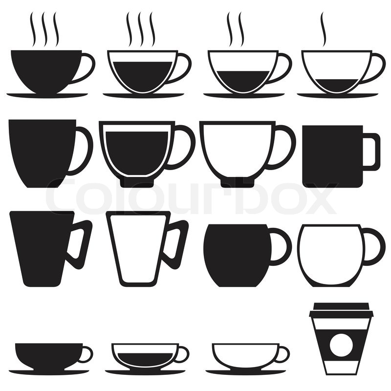 800x800 Coffee And Tea Cup Icon Set, Vector Format Stock Vector Colourbox