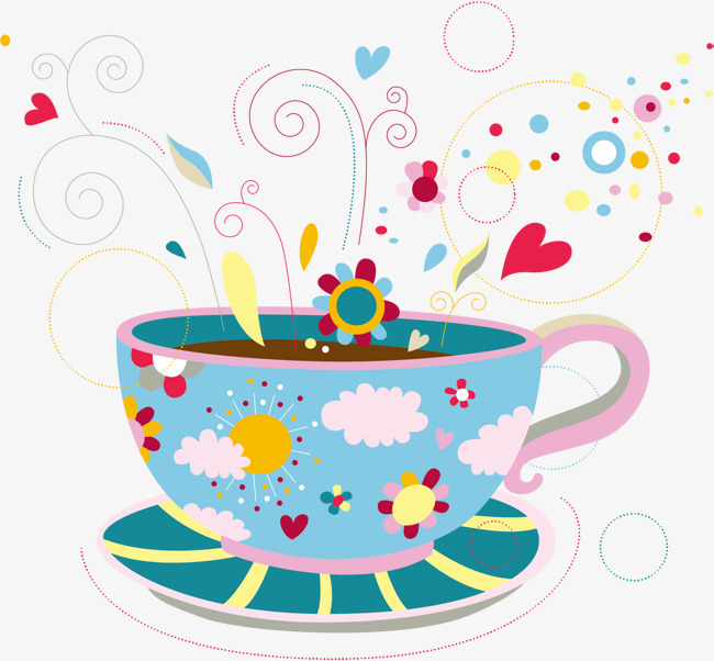650x602 Vector Hand Painted Colorful Tea Cup, Teacup, Vector Diagram