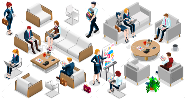 590x321 Isometric People Business Team Icon 3d Set Vector Illustration By