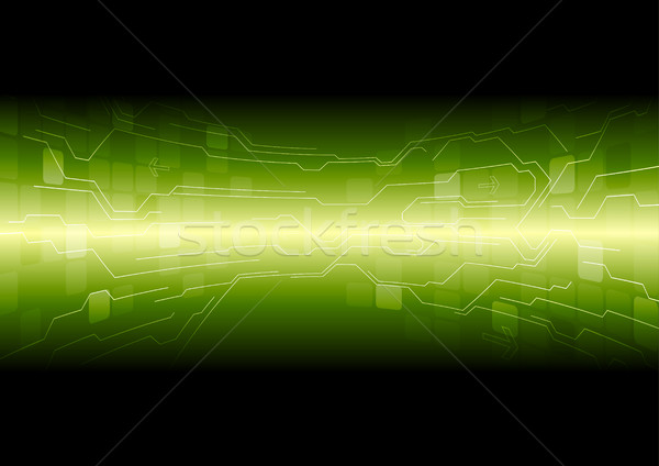 600x424 Tech Green Background With Circuit Board Lines Vector Illustration