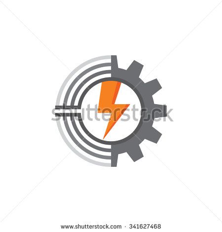 450x470 Vector Tech Gear Lines And Lightning Vector Logo Concept