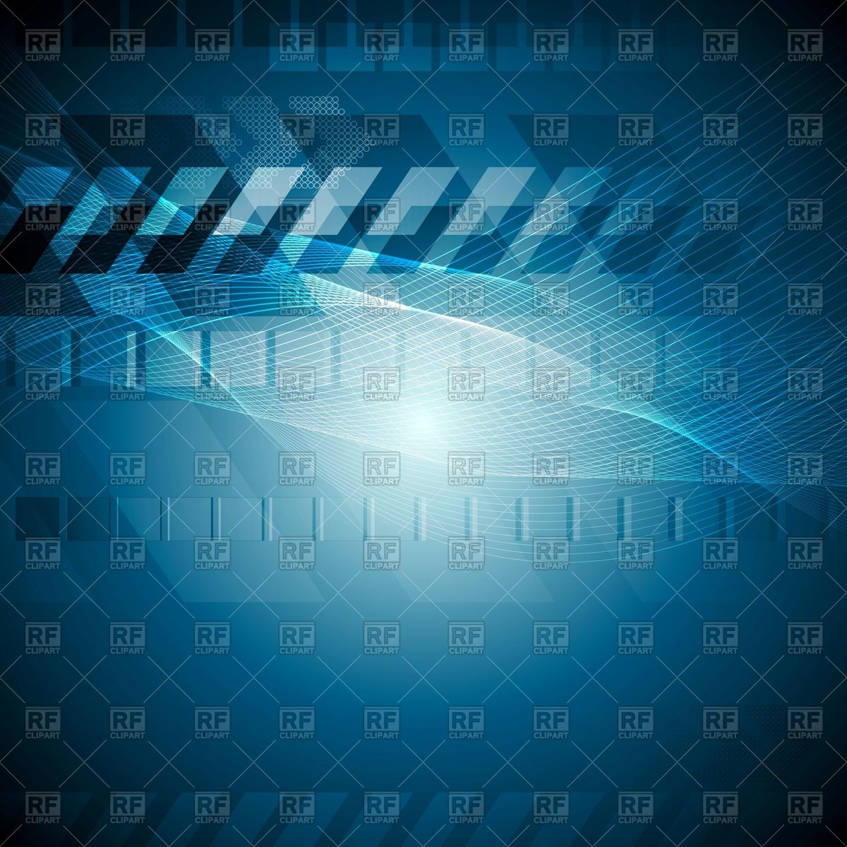 1200x1200 Blue Tech Abstract Background With Wavy Lines Vector Image