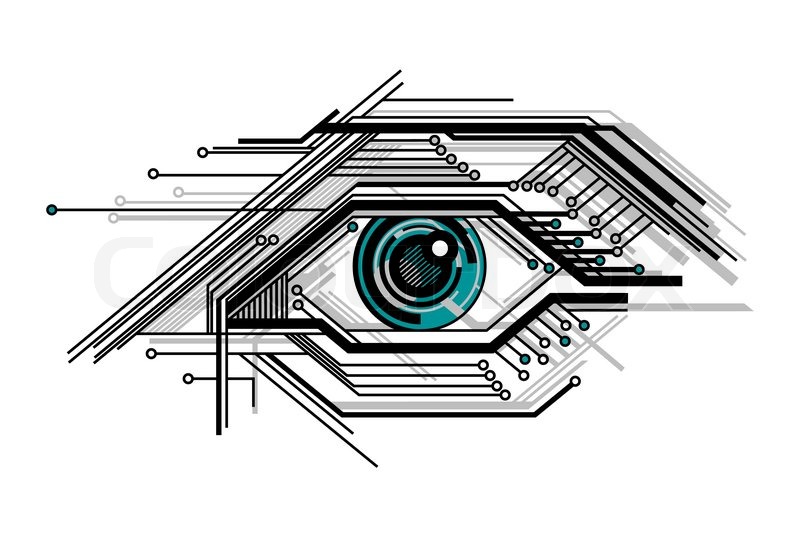 800x543 Abstract Conceptual Tech Stylized Eye Vector Illustration Stock