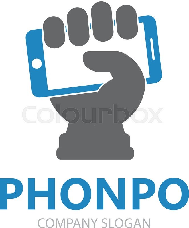 663x800 Vector Hand With Phone Logo Design Template. Mobile Phone Logo
