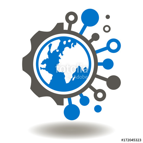 500x500 Tech World Icon Vector. Globe Earth Network Connection Circuit