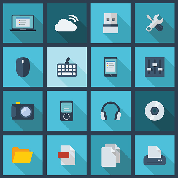 600x600 Free Vector Long Shadow Business And Technology Icons 2014