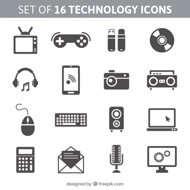 626x626 Set Of 16 Technology Icons Vector Free Download