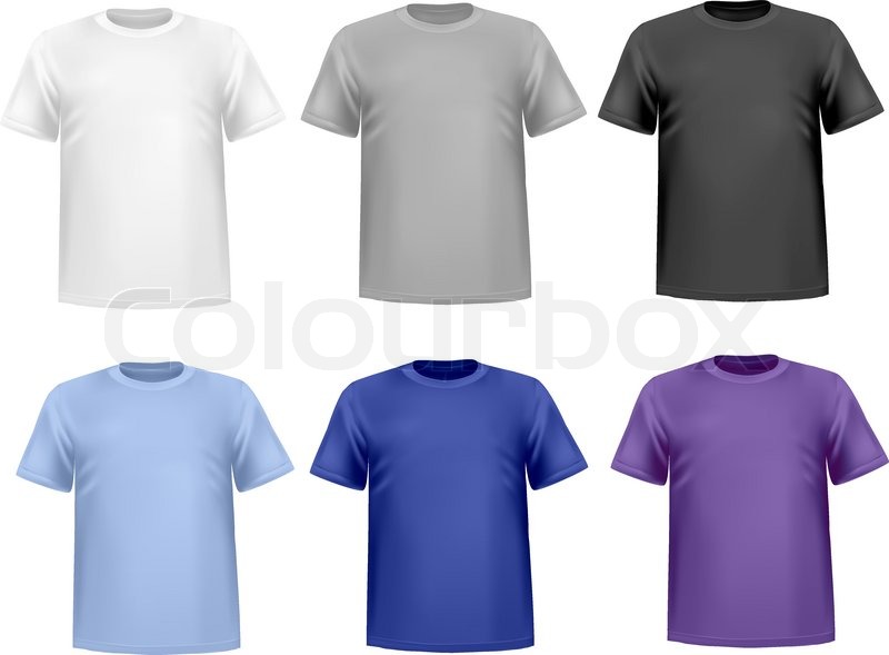 800x589 Black And Color T Shirts. Photo Realistic Vector Illustration