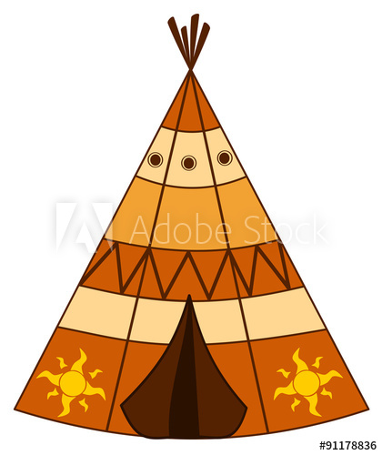 420x500 Cartoon American Indian Teepee Vector Illustration