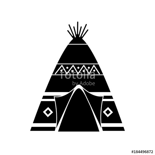 500x500 Native American Indian Teepee Home With Tribal Ornament Front View
