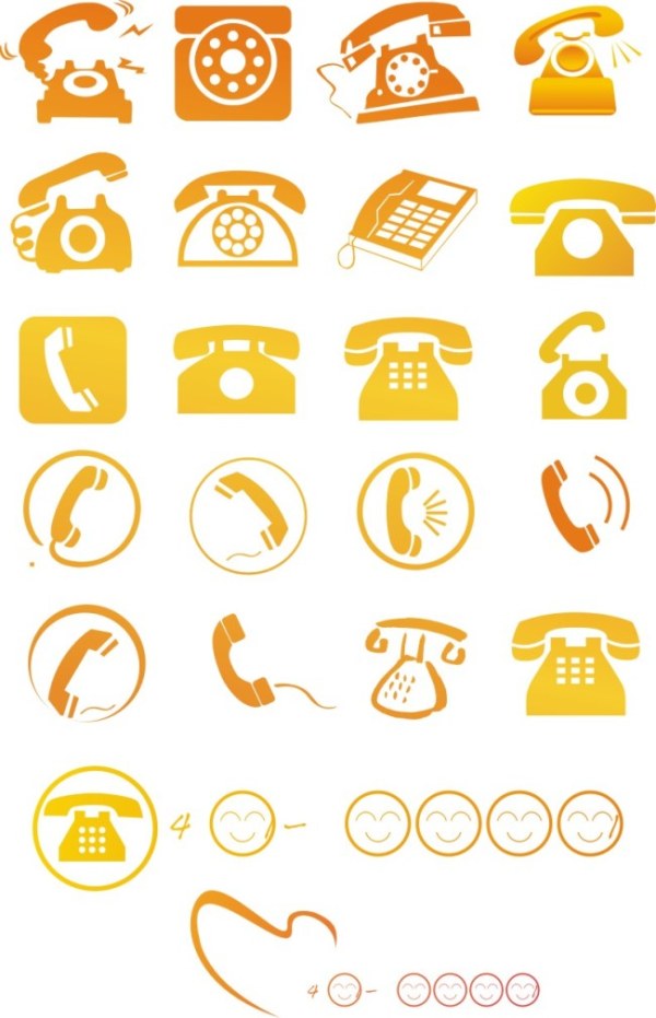 600x931 Yellow Telephone Icons Vector Set Free Download