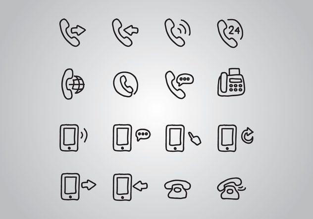 632x443 Set Of Doodled Telephone Icons Free Vector Download 431187 Cannypic