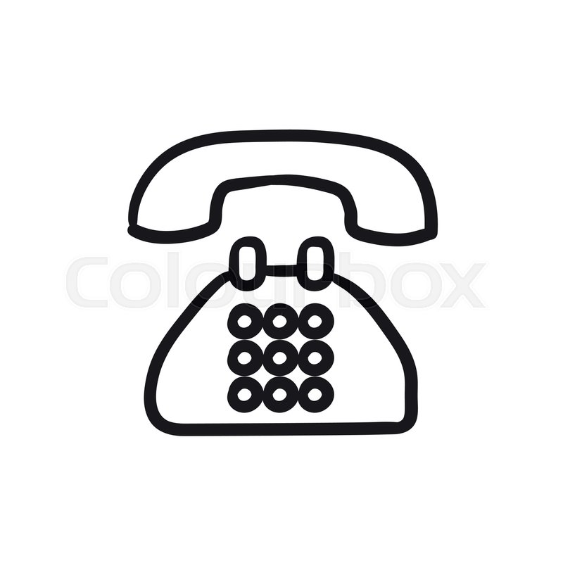 800x800 Telephone Vector Sketch Icon Isolated On Background. Hand Drawn
