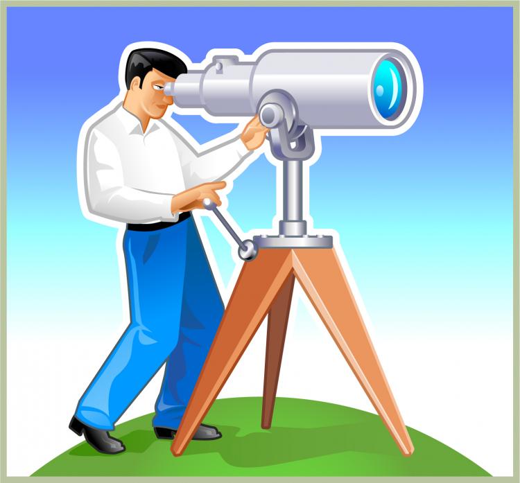 750x697 Man With Telescope Vector Free Vector 4vector