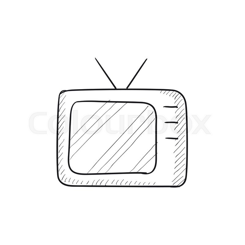 800x800 Retro Television Vector Sketch Icon Isolated On Background. Hand