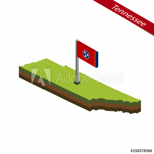 500x500 Tennessee Isometric Map And Flag. Vector Illustration.