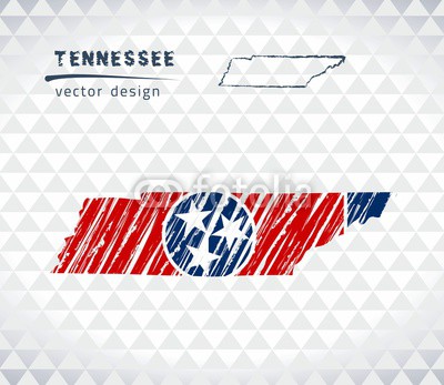 400x347 Tennessee Vector Map With Flag Inside Isolated On A White