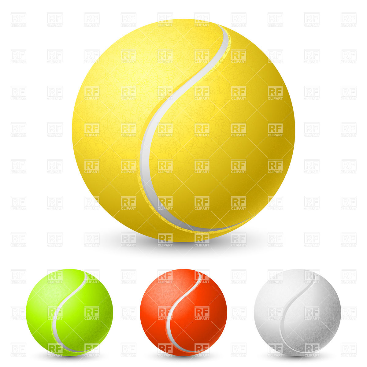 1200x1200 Realistic Tennis Ball In Different Colors Vector Image Vector
