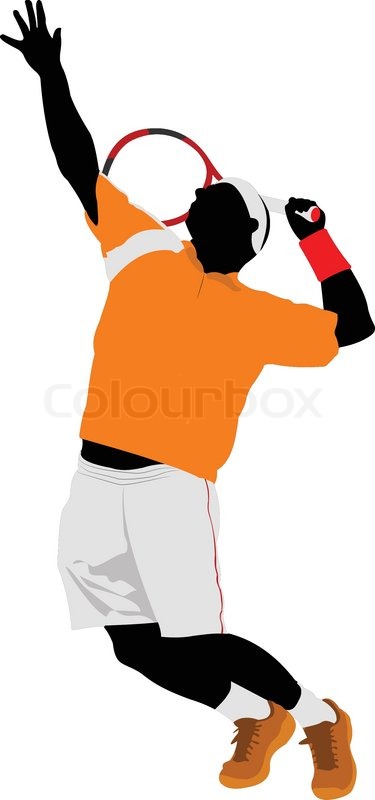 375x800 Man Tennis Player. Colored Vector Illustration For Designers