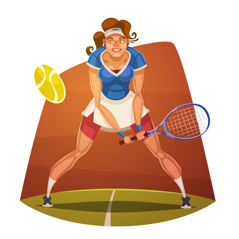 800x800 Cartoon Tennis Player Vector [Eps]