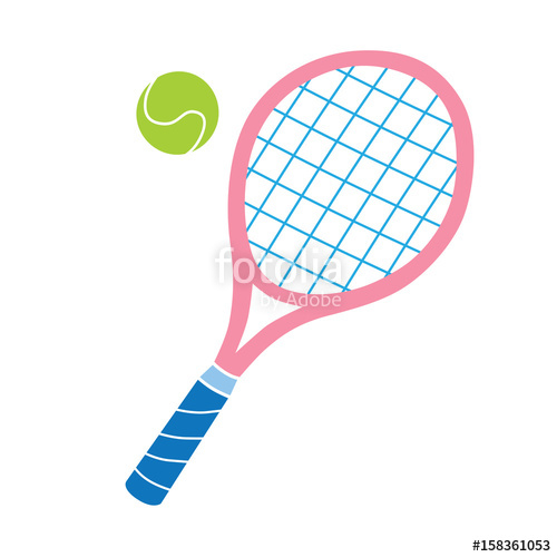 500x500 Pink Tennis Racket And Ball Vector Icon. Stock Image And Royalty