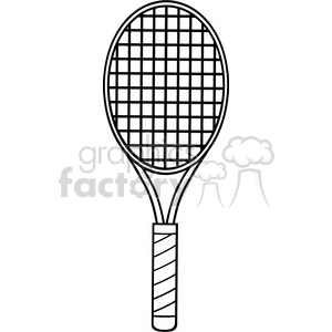 300x300 Royalty Free Black And White Cartoon Tennis Racket Vector
