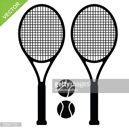 416x416 Tennis Racket Silhouettes Vector Premium Clipart