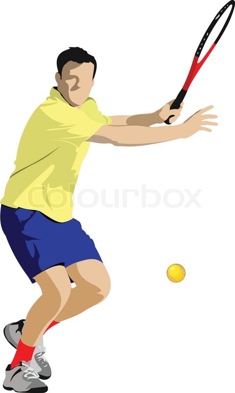 478x800 Tennis Player. Colored Vector Illustration For Designers Stock